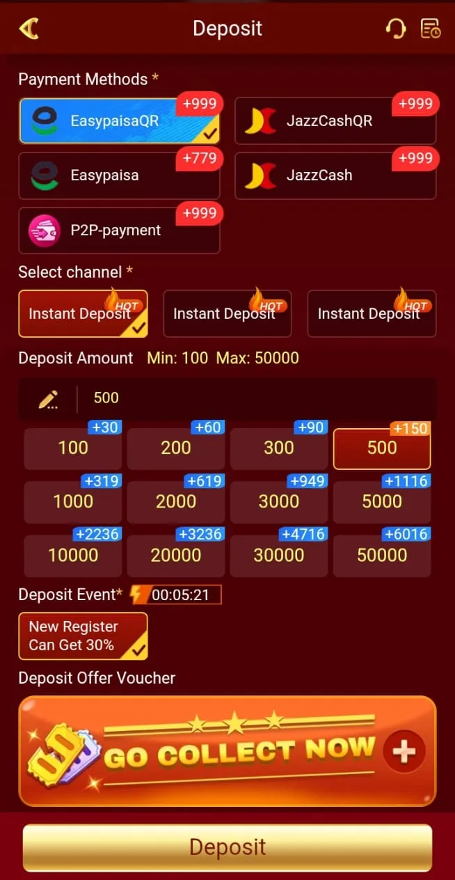 Y71 deposit EasyPaisa JazzCash QR methods